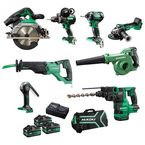 HIKOKI 18V Brushless 8pce Combo Kit KC18D8P3(HRZ) - Bunnings Australia