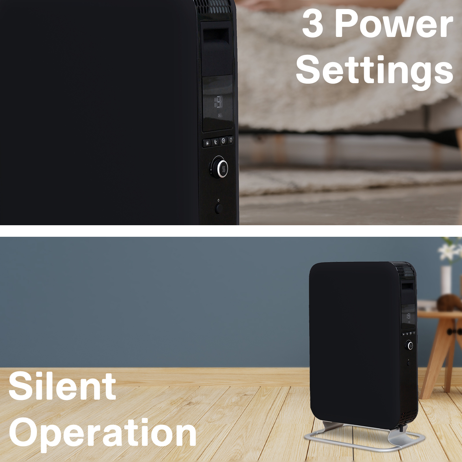 Mill 2100W Black Gentle Air Oil Filled Radiator - Bunnings Australia