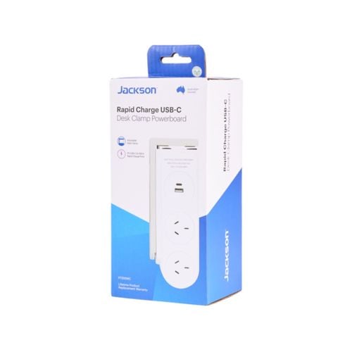 Jackson Rapid Charge 20W USB-A & USB-C 4 Outlet Powerboard (White)