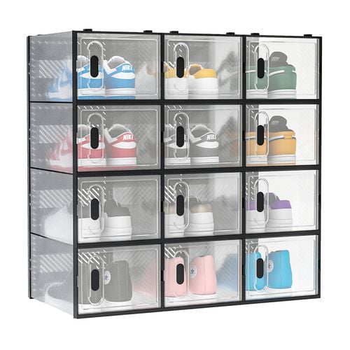 Advwin 20 pcs large display cases breathable shoe box stackable storage