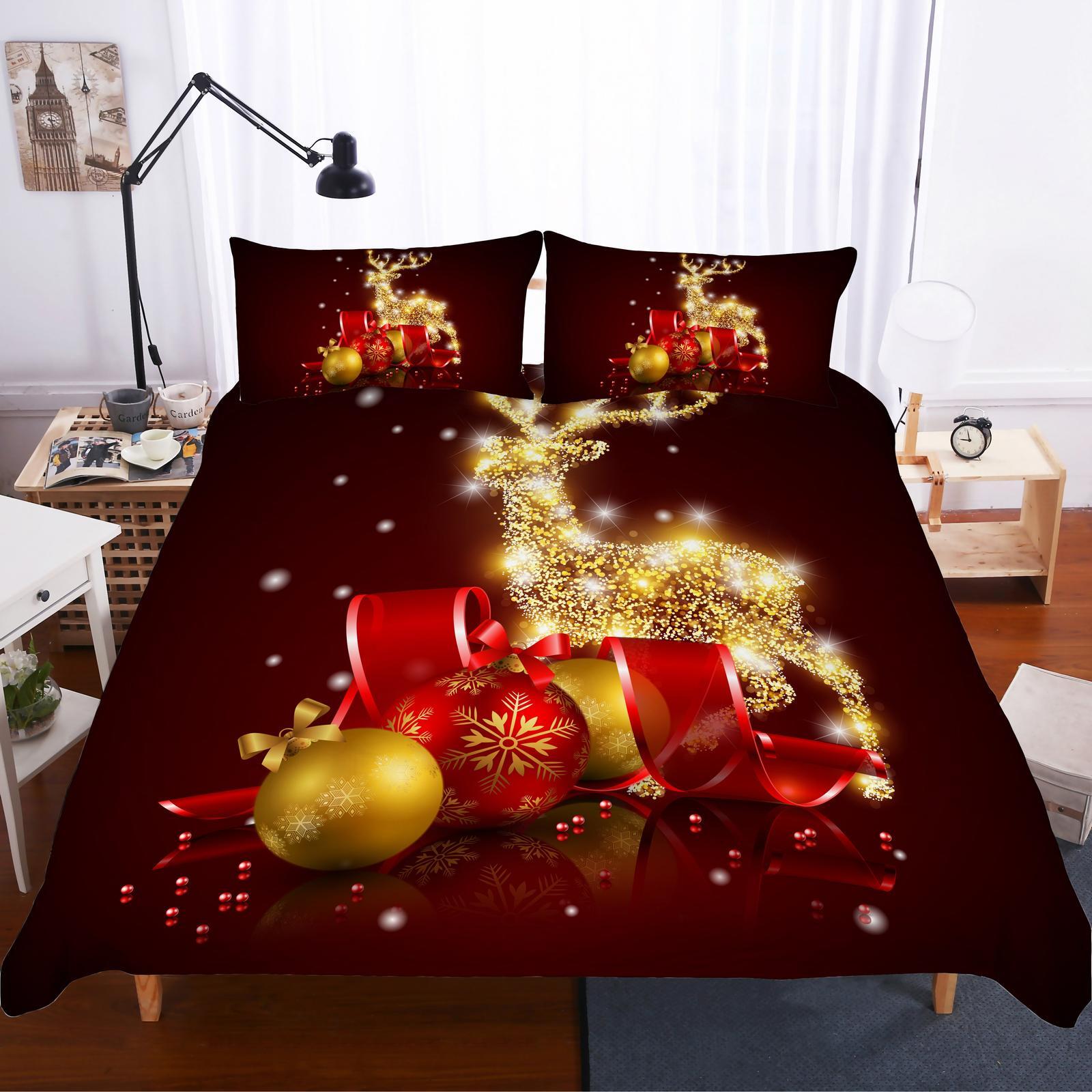 Winter Reindeer 3-Piece Quilted Bedding Set NCU0DV1011