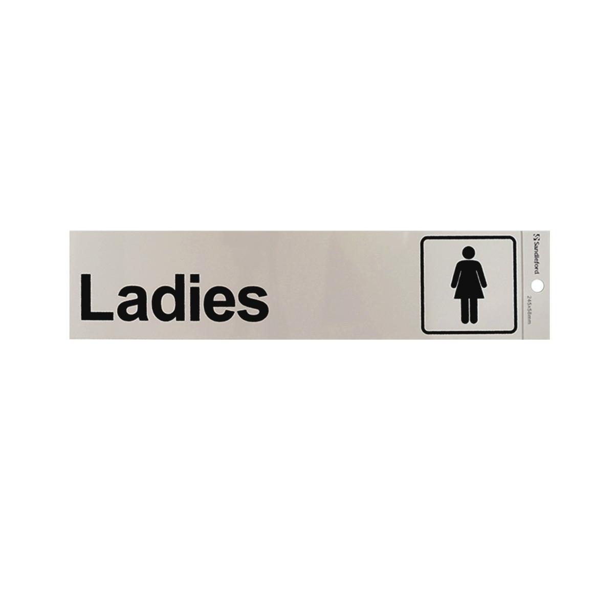 Sandleford 245 x 58mm Ladies Symbol Silver Self Adhesive Sign ...