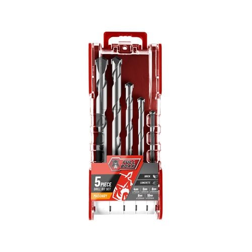 FNLGTN 5-Piece Masonry Drill Bit Set - 6/6/8/10/12mm Hex Shank, Four-Flute Serrated For Concrete, Tile, Glass