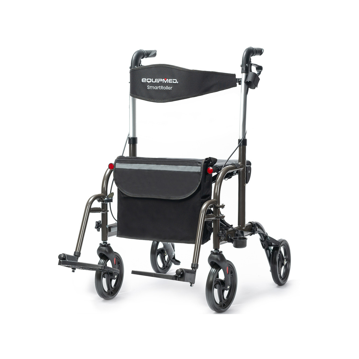 EQUIPMED 2-in-1 Foldable Aluminium Walking Frame Rollator and Transit ...