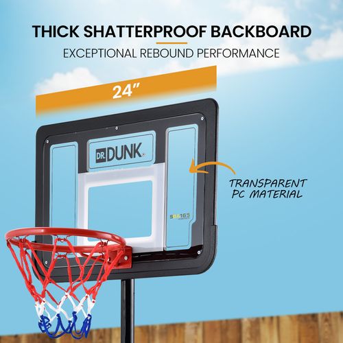 DR. DUNK Portable Kids Basketball Hoop Stand System, 1.15m to 1.60m ...